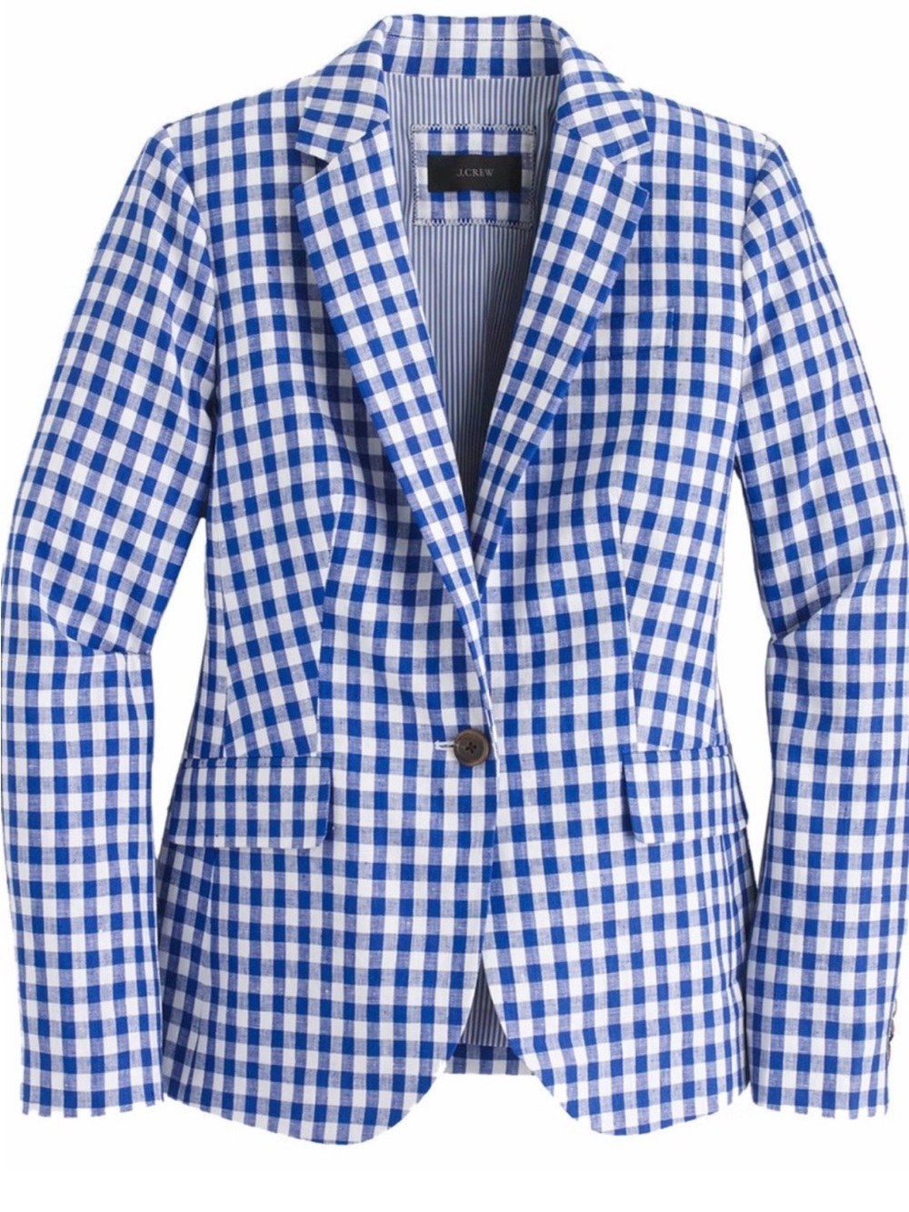 J. Crew Blue and White Gingham Blazer